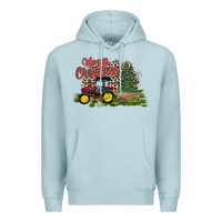 Blue Mist merry Christmas tractor tree Premium Hoodie - CowhideDigitalArt