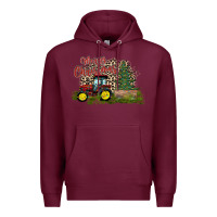 Burgundy merry Christmas tractor tree Premium Hoodie - CowhideDigitalArt
