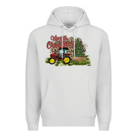 Dove Grey merry Christmas tractor tree Premium Hoodie - CowhideDigitalArt