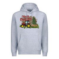 Heather Grey merry Christmas tractor tree Premium Hoodie - CowhideDigitalArt