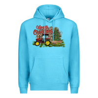 Ocean Blue merry Christmas tractor tree Premium Hoodie - CowhideDigitalArt