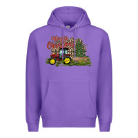 Purple merry Christmas tractor tree Premium Hoodie - CowhideDigitalArt