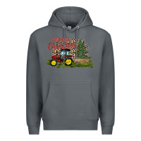 Rock merry Christmas tractor tree Premium Hoodie - CowhideDigitalArt
