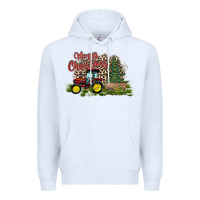 White merry Christmas tractor tree Premium Hoodie - CowhideDigitalArt