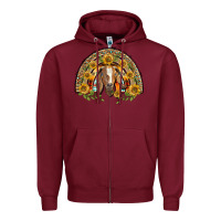 Burgundy Western Leopard Sunflower Goat Rainbow Zipper Hoodie - BarkalooDesign