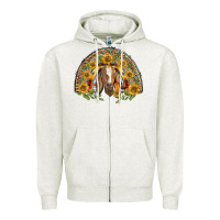Oatmeal Heather Western Leopard Sunflower Goat Rainbow Zipper Hoodie - BarkalooDesign