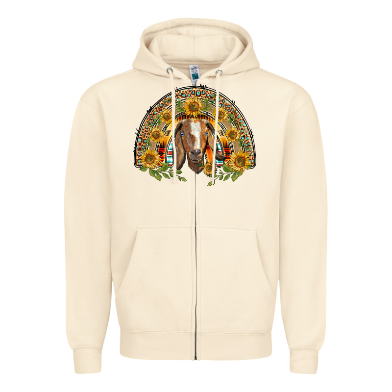 Western Leopard Sunflower Goat Rainbow Zipper Hoodie by BarkalooDesign | Teevron