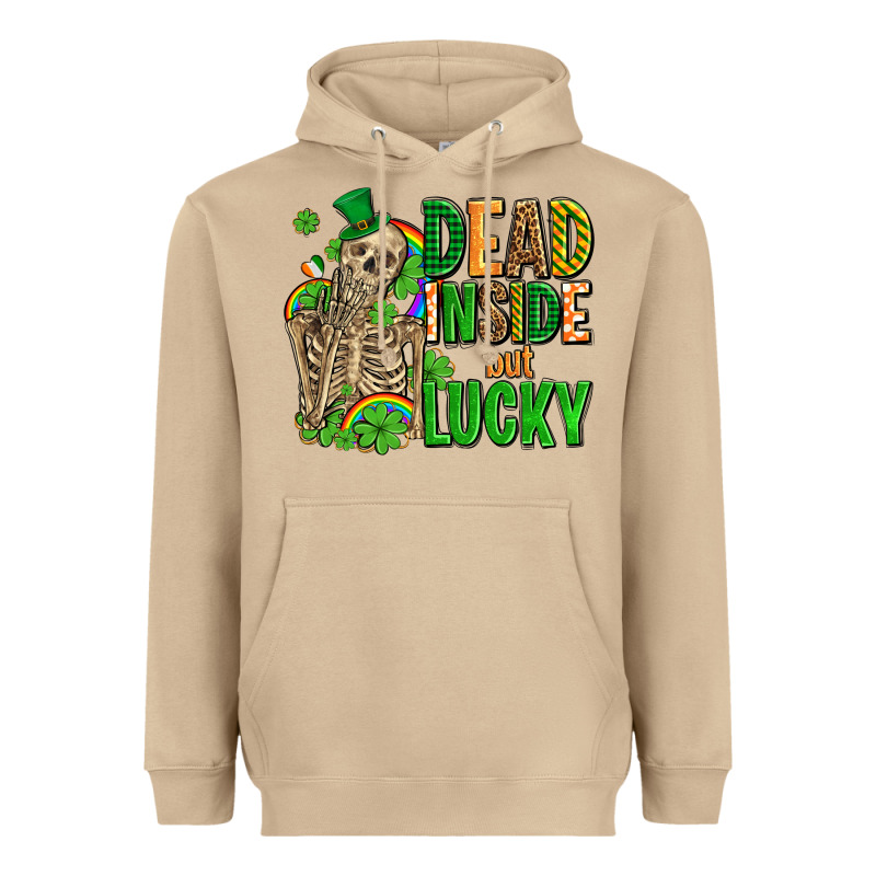 Dead Inside But Lucky  With Skeleton Heavyweight Hoodie by AdoDesignShop | Teevron