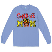 Colony Blue softball mom  and afro messybun mom bbs Long Sleeve Tee - BundleAndBundleShop