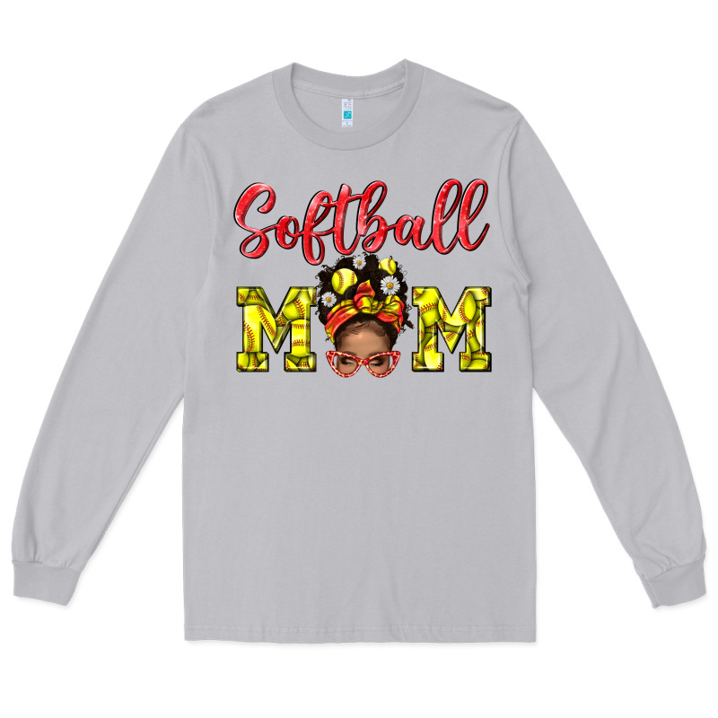 Softball Mom  And Afro Messybun Mom Bbs Long Sleeve Tee by BundleAndBundleShop | Teevron
