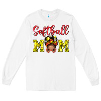 White softball mom  and afro messybun mom bbs Long Sleeve Tee - BundleAndBundleShop
