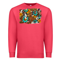 Cardinal western cowhide horseshoe sunflower background Premium Sweatshirt - AdoDesignShop