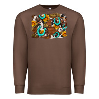 Chestnut western cowhide horseshoe sunflower background Premium Sweatshirt - AdoDesignShop