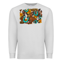 Dove Grey western cowhide horseshoe sunflower background Premium Sweatshirt - AdoDesignShop