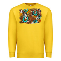 Lemon western cowhide horseshoe sunflower background Premium Sweatshirt - AdoDesignShop