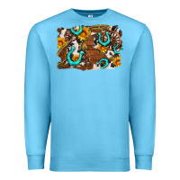Western Cowhide Horseshoe Sunflower Background Premium Sweatshirt | Teevron