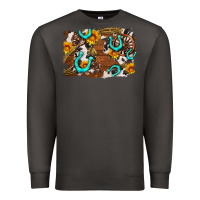 Smoke western cowhide horseshoe sunflower background Premium Sweatshirt - AdoDesignShop