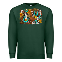 Sports Green western cowhide horseshoe sunflower background Premium Sweatshirt - AdoDesignShop