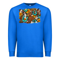 True Royal western cowhide horseshoe sunflower background Premium Sweatshirt - AdoDesignShop