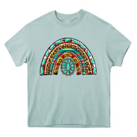 Arona Western Rainbow with Leopard and Gemstone Heavy Core Tee - texasbilliewilder