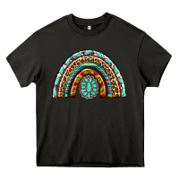 Asphalt Western Rainbow with Leopard and Gemstone Heavy Core Tee - texasbilliewilder