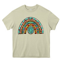 Mossy Western Rainbow with Leopard and Gemstone Heavy Core Tee - texasbilliewilder