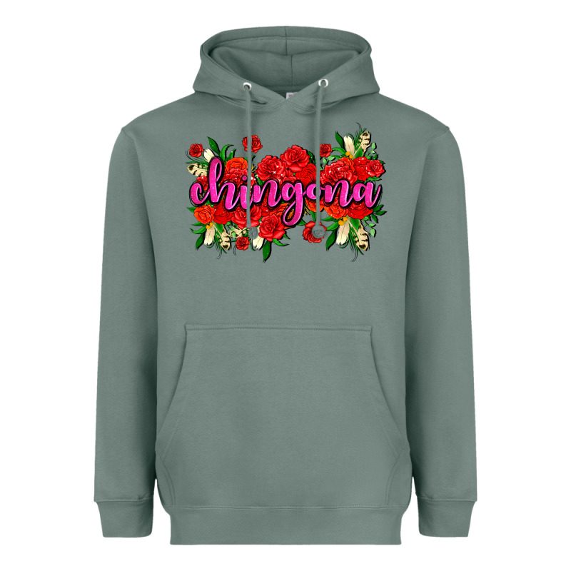 Chingona With Roses Heavyweight Hoodie by AdoDesignShop | Teevron