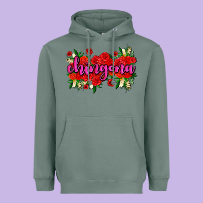 Chingona With Roses Heavyweight Hoodie Designed By Adodesignshop