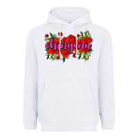 White Chingona with roses Heavyweight Hoodie - AdoDesignShop