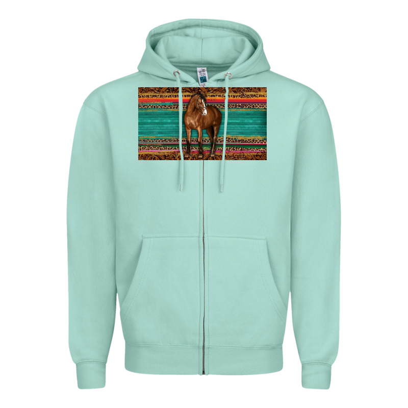 Western Horse Serape Tooled Leather Leopard  Sippy Cup Zipper Hoodie by BarkalooDesign | Teevron