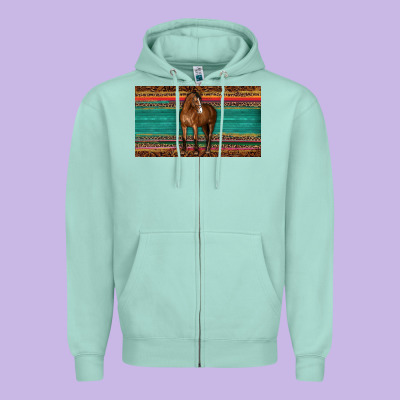 Western Horse Serape Tooled Leather Leopard  Sippy Cup Zipper Hoodie Designed By Barkaloodesign