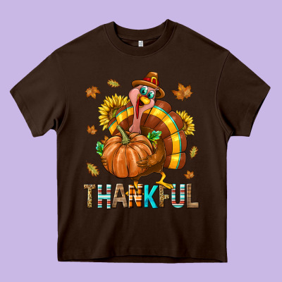 Thankful Turkey Heavy Core Tee Designed By Texasbilliewilder