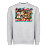 Heather Grey all you need is love & coffee Heavyweight Sweatshirt - BarkalooDesign