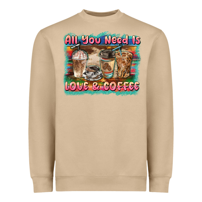 All You Need Is Love & Coffee Heavyweight Sweatshirt by BarkalooDesign | Teevron