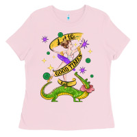 Bubblegum Pink let the good times roll (2) Ladies Tee - CowGirlArtShop