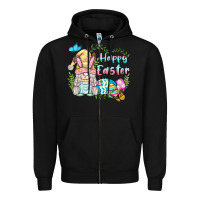 Black happy easter bunny gnome Zipper Hoodie - BarkalooDesign