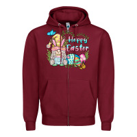 Burgundy happy easter bunny gnome Zipper Hoodie - BarkalooDesign