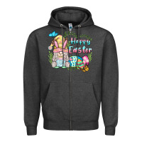 Charcoal Heather happy easter bunny gnome Zipper Hoodie - BarkalooDesign