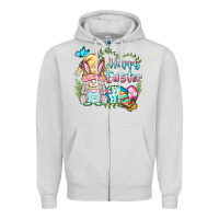Dove Grey happy easter bunny gnome Zipper Hoodie - BarkalooDesign