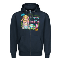 Navy happy easter bunny gnome Zipper Hoodie - BarkalooDesign