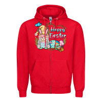 Red happy easter bunny gnome Zipper Hoodie - BarkalooDesign