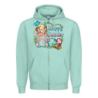 Seafoam happy easter bunny gnome Zipper Hoodie - BarkalooDesign