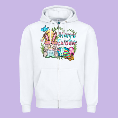 Happy Easter Bunny Gnome Zipper Hoodie Designed By Barkaloodesign
