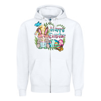 White happy easter bunny gnome Zipper Hoodie - BarkalooDesign
