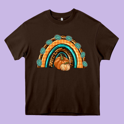 Rainbow Thankful With Gemstone Heavy Core Tee Designed By Texasbilliewilder