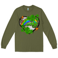 Army Green lucky heart St. Patricks Day Long Sleeve Tee - FaDigitalArtStudio