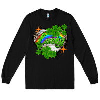 Black lucky heart St. Patricks Day Long Sleeve Tee - FaDigitalArtStudio