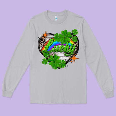 Lucky Heart St. Patricks Day Long Sleeve Tee Designed By Fadigitalartstudio