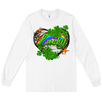 White lucky heart St. Patricks Day Long Sleeve Tee - FaDigitalArtStudio