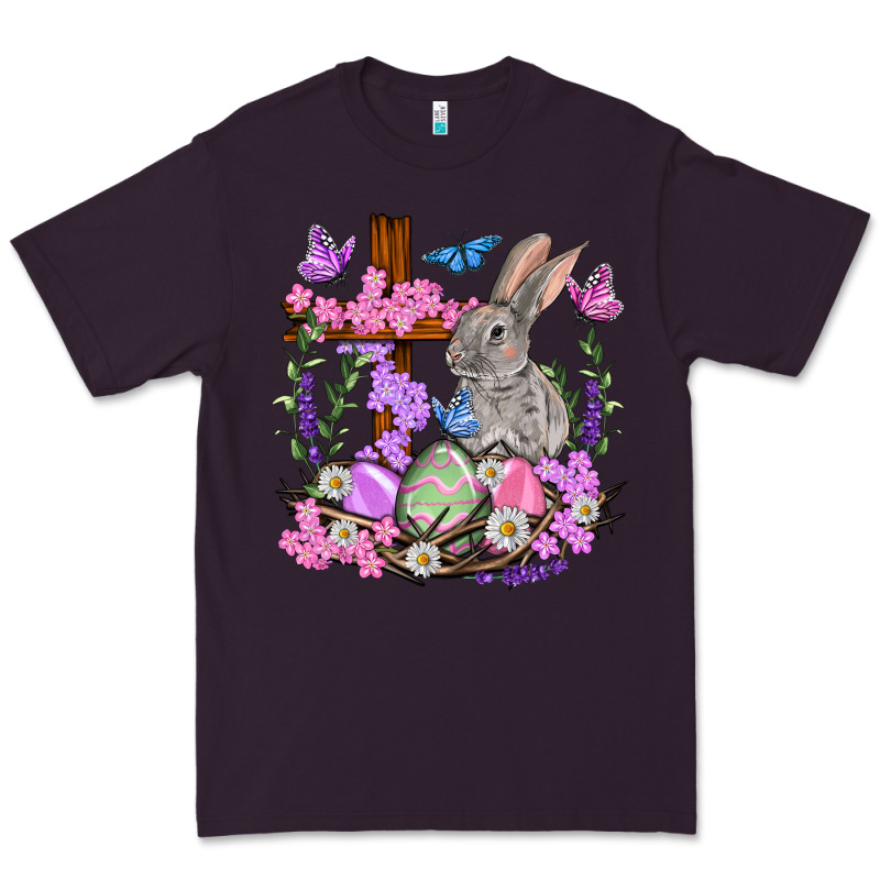 Easter Eggs And Bunny With Cross Easter Day Premium Tee by HowdyJamesFarm | Teevron